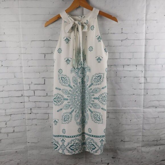 LULU'S GREEN & WHITE I CAN SEA IT NOW MEDALLION PRINT SHIFT MINI DRESS SIZE M - Picture 11 of 11